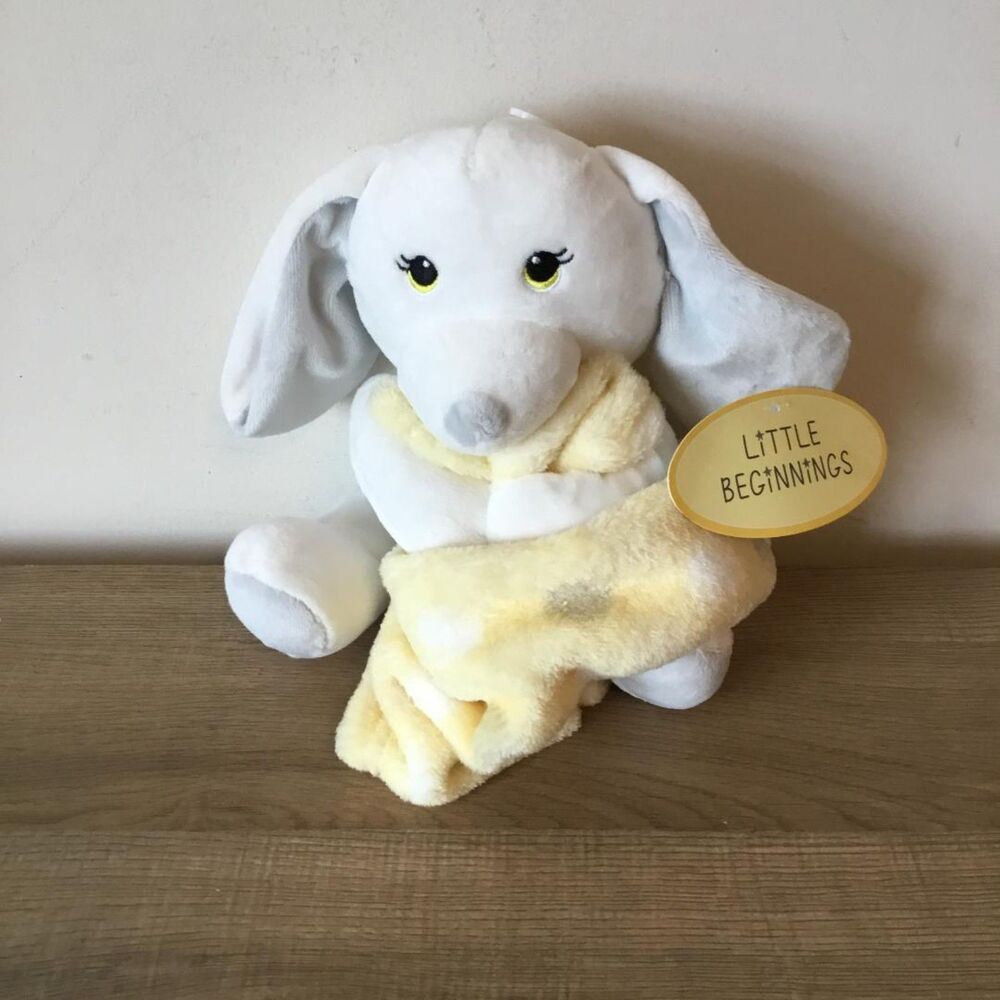 Little Beginnings Plush & Lovie Puppy Dog Holding a Yellow Blankie Blanket